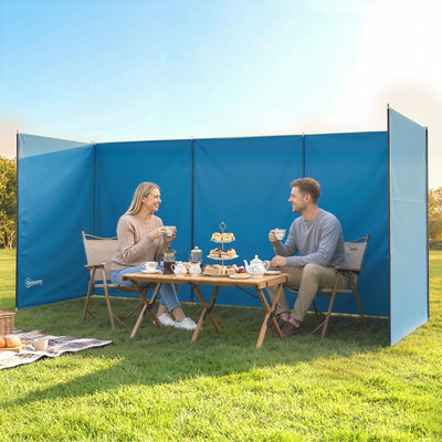 Outsunny Camping Windbreak, Foldable Portable Wind Blocker w/ Carry Bag and Steel Poles, 780cm x 150cm 