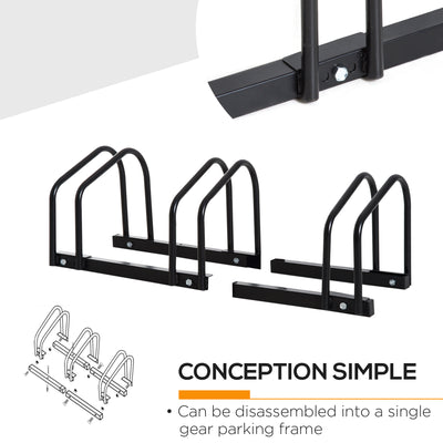 HOMCOM Bike Stand Parking Rack Floor or Wall Mount Bicycle Cycle Storage Locking Stand (3 Racks, Black) 