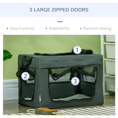 PawHut 48.5cm Pet Carrier, with Cushion, for Miniature Dogs - Grey 