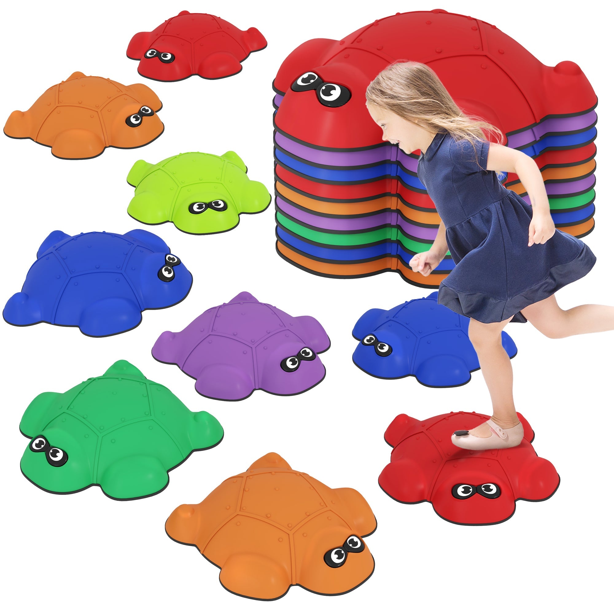 AIYAPLAY 9 PCS Balance Stepping Stones with Non-slip Edge, Indoor Outdoor Obstacle Courses for Kids Ages 3-8 Years, Multicoloured 