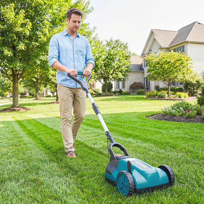 Outsunny 18V Cordless Lawnmower with 2 x 4Ah Batteries & Charger, Battery Lawn Mower with 21cm Cutting Width, 3 Cutting Heights 