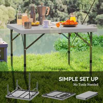 Outsunny 3ft Folding Camping Table, Heavy Duty Picnic Table with 2 Adjustable Height for Indoor Outdoor Garden, Party, BBQ, Dark Grey 