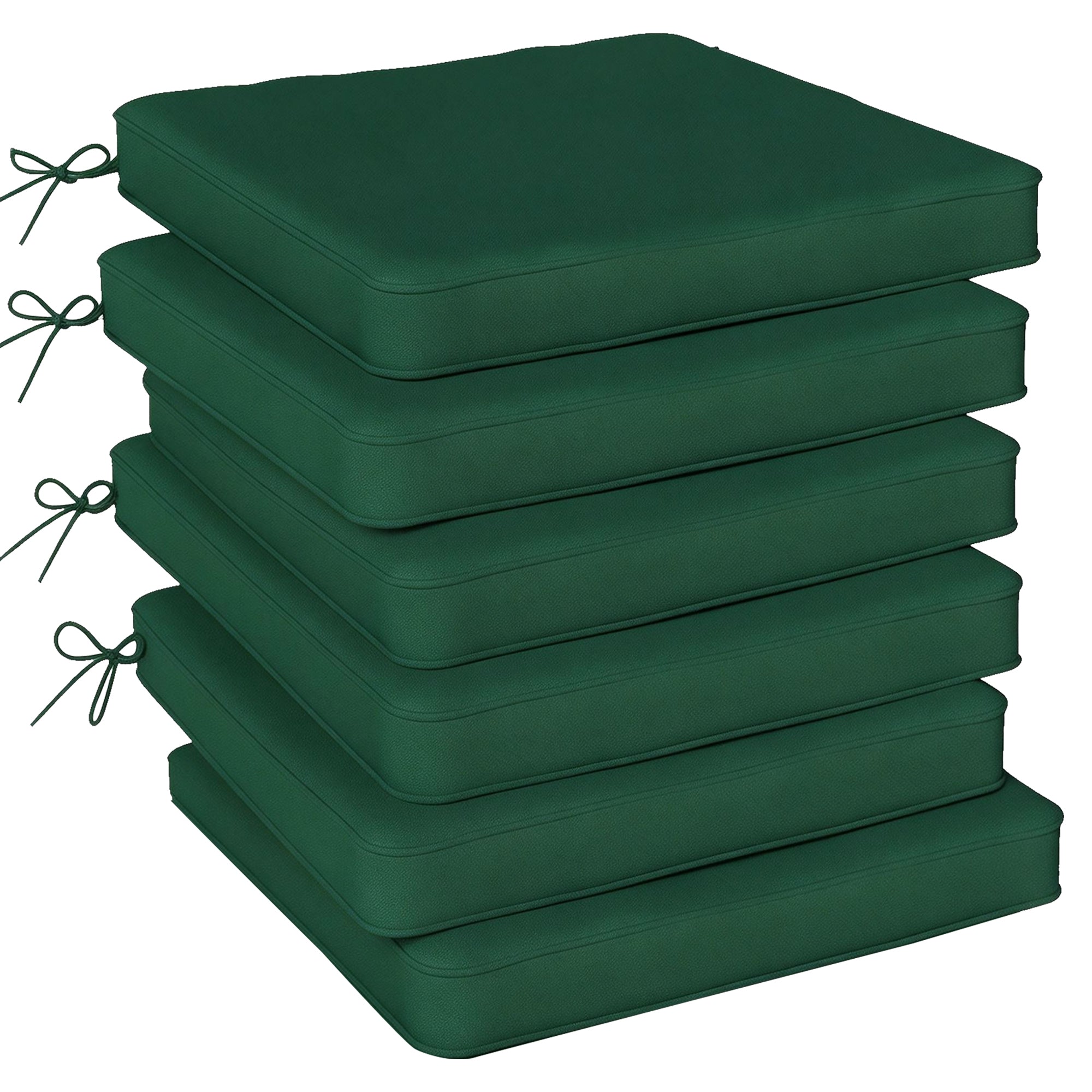 Outsunny Set of 6 Chair Cushion Seat Pads Dining Chair w/ Straps, Indoor Outdoor Removable Tie On Garden Patio, Green 