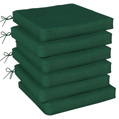 Outsunny Set of 6 Chair Cushion Seat Pads Dining Chair w/ Straps, Indoor Outdoor Removable Tie On Garden Patio, Green 