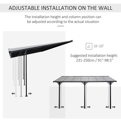 Outsunny Outdoor Patio Gazebo Pergola, Aluminum Post, 4.35 x 3 m PC Roof 