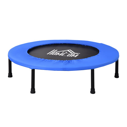 HOMCOM Φ91 Mini Fitness Trampoline Home Gym Yoga Exercise Rebounder Indoor Outdoor Jumper with Safety Pad, Support Up to 100 KG, Blue and Black 
