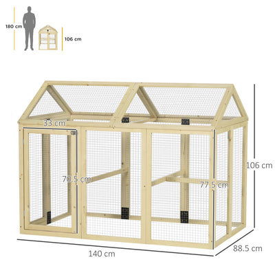 PawHut Large Chicken Run, Wooden Chicken coop, with Combinable Design - Natural Wood Finish 
