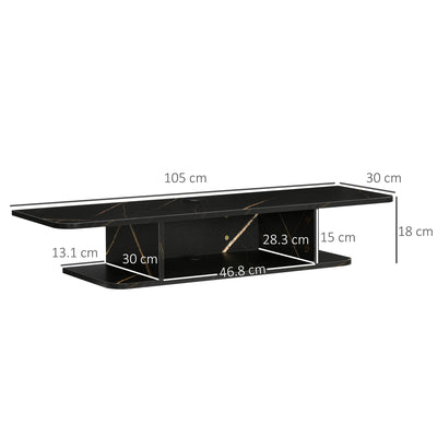 HOMCOM Floating TV Unit Stand for TVs up to 40", Wall Mounted Media Console with Storage Shelf, Entertainment Center, Black 