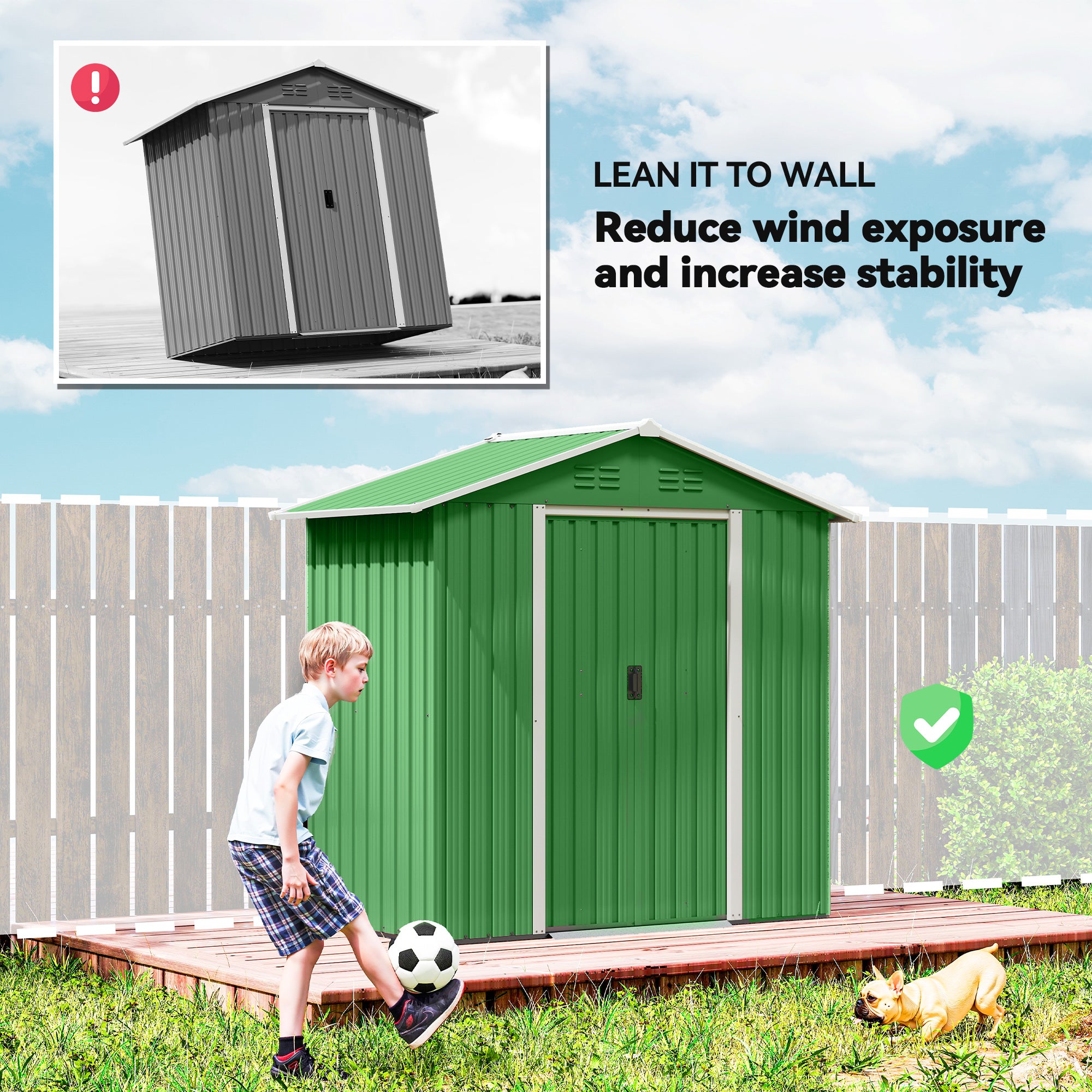 Outsunny 6.5 x 3.5ft Metal Garden Storage Shed - Green 