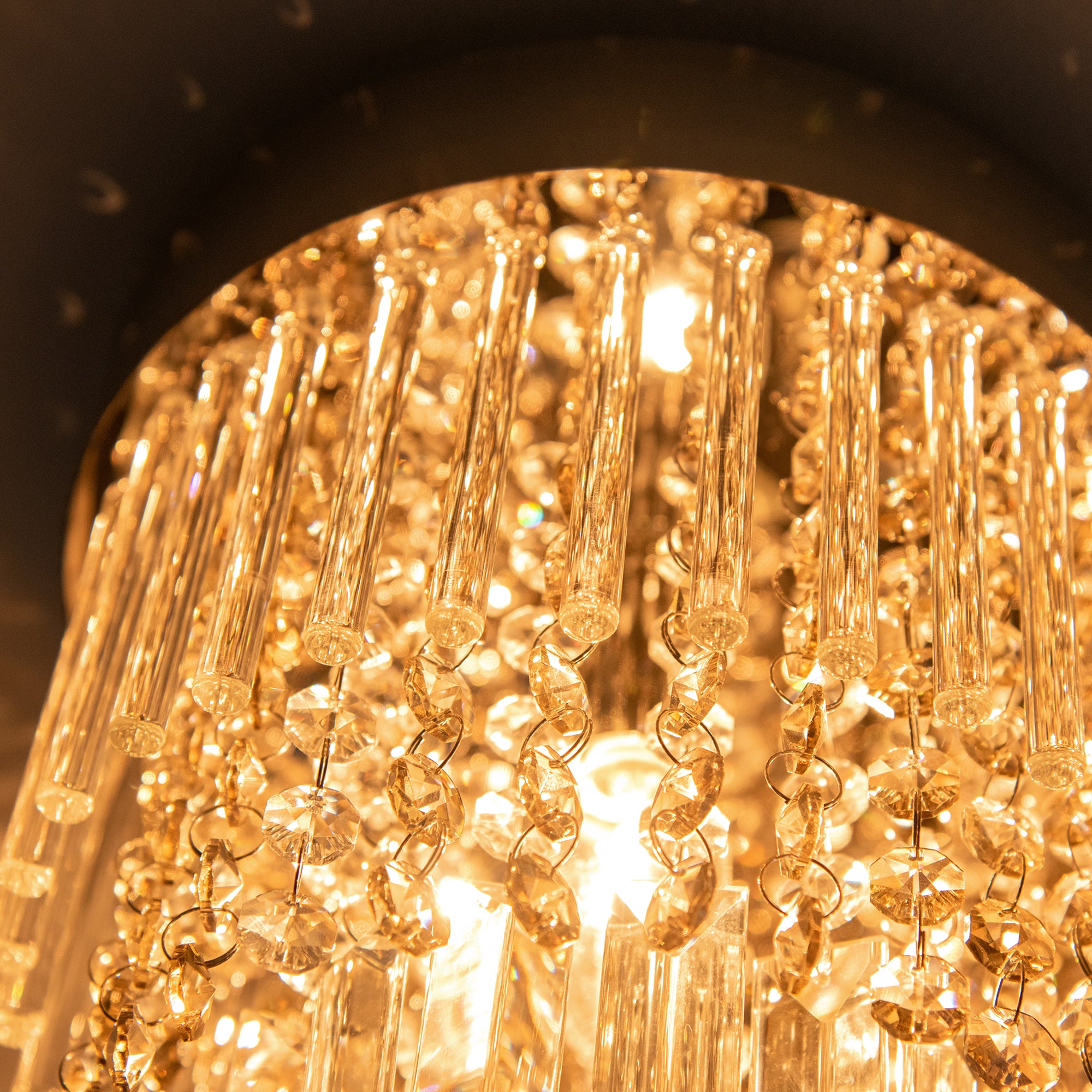 HOMCOM Modern Raindrop Crystal Chandelier, Round Rectangular hanging Ceiling Light, Linear Hanging Lighting with Stainless Steel Base, for Restaurant Kitchen Island Dining Room Hotel, Silver 