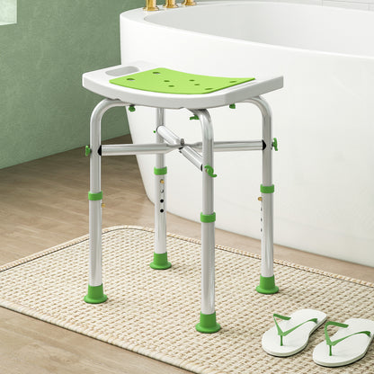 HOMCOM 44-51.5cm Aluminium Frame Shower/Bath Stool - Green