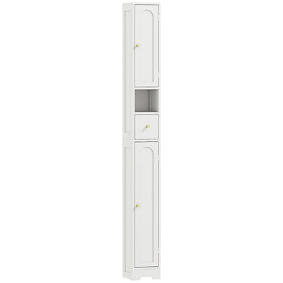 HOMCOM 185 cm Tall Bathroom Cabinet with Arched Doors - White 