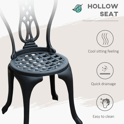 Outsunny 3 Piece Patio Cast Aluminium Bistro Set Garden Outdoor Furniture Table and Chairs Shabby Chic Style 