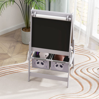 AIYAPLAY 3-In-1 Kids Easel with Paper Roll, Art Easel, with Storage - Grey 