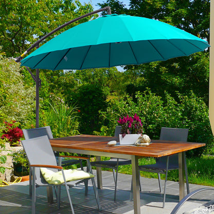 Outsunny 3(m) Cantilever Umbrella 18 Ribs & Vents Adjustable Angle for Patio Green 