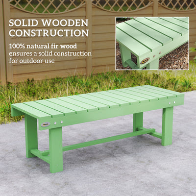 Outsunny Wooden Garden Bench, Backless Outdoor Loveseat with Slatted Seat, Light Green 