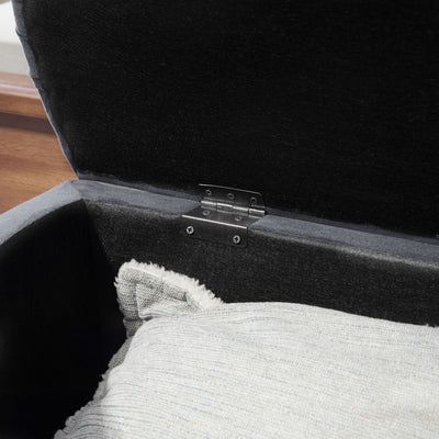 HOMCOM Velvet-Feel Half Circle Storage Ottoman - Dark Grey 