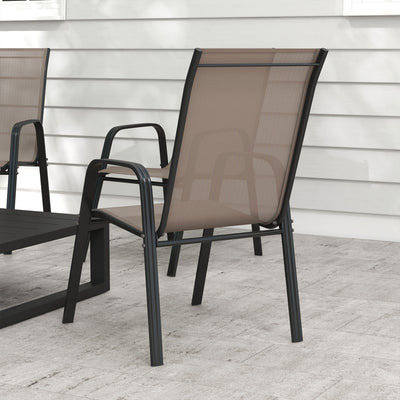 Outsunny Set of Four Stackable Mesh Seat Chairs - Grey 