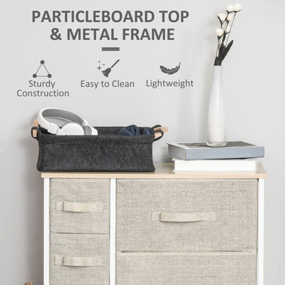 HOMCOM Chest of Drawers with 7 Drawers, Fabric Drawers with Large Storage Space, Drawers Dresser with Metal Frame, Adjustable Feet for Bedroom Living Room, Light Grey 