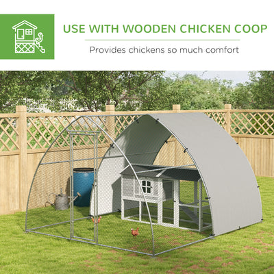 PawHut Galvanised Outdoor Chicken Coop, with Cover, for 8-12 Chickens, Hens, Ducks, Rabbits, 3 x 3.8 x 2.2m - Silver Tone 