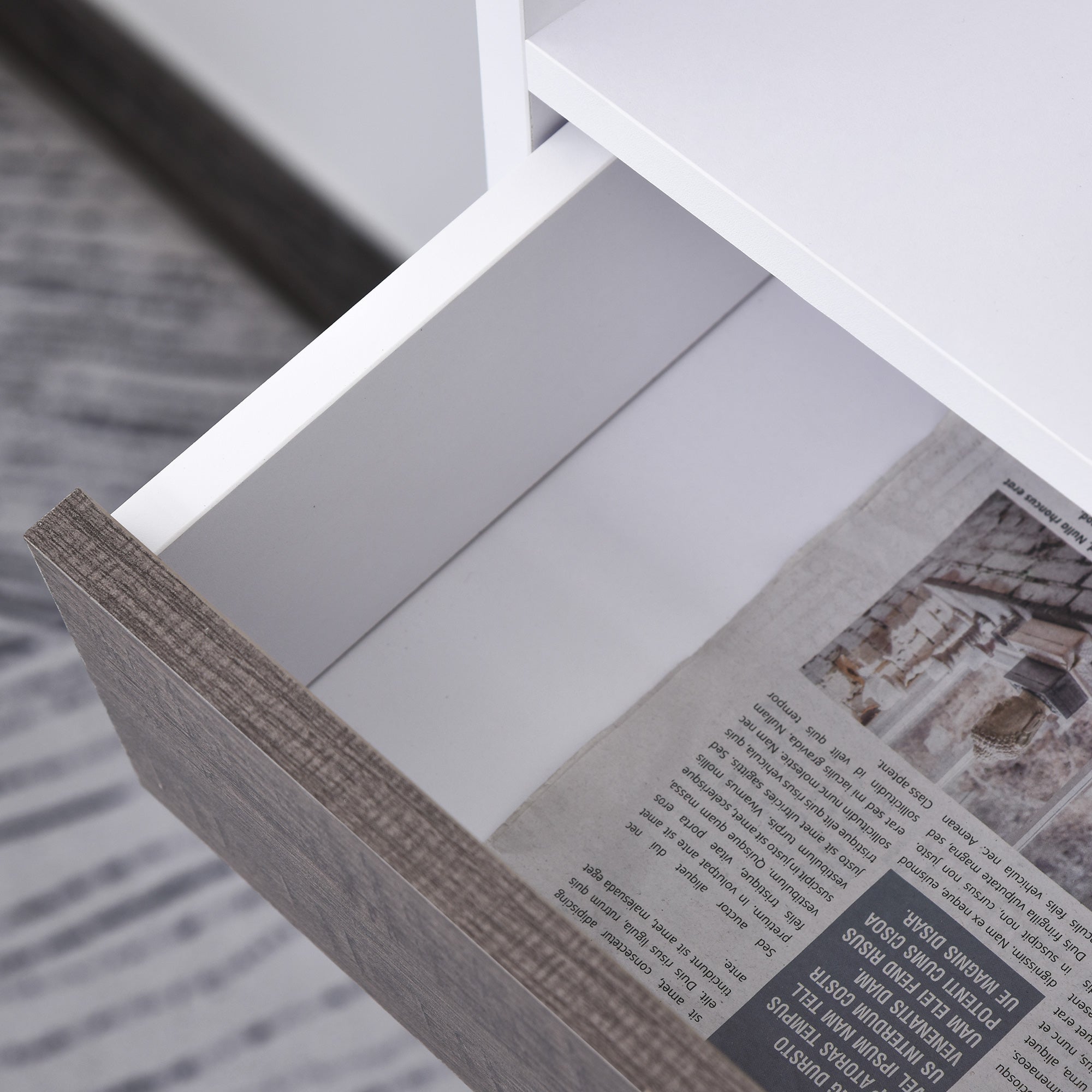HOMCOM Bookcase, Freestanding Book Shelf with Storage Drawer, 6 Shelves and Wood Legs for Home Office Display, White and Grey, 24D x 60W x 86.8H cm 