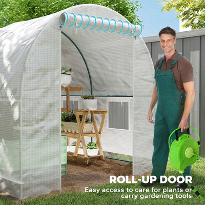 Outsunny 245 x 200cm Polytunnel Greenhouse - White 