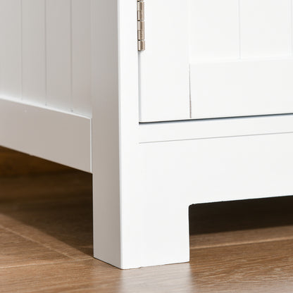 kleankin Bathroom Floor Cabinet, Freestanding Kitchen Cupboard with 2 Drawers, Adjustable Shelves and Tempered Glass Door, Wooden  Storage Unit for Living Room Kitchen Hallway 