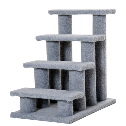 PawHut Dog Steps for Bed 4 Step Pet Stairs for Sofa Dog Cat Climb Ladder 63x43x60 cm Grey 