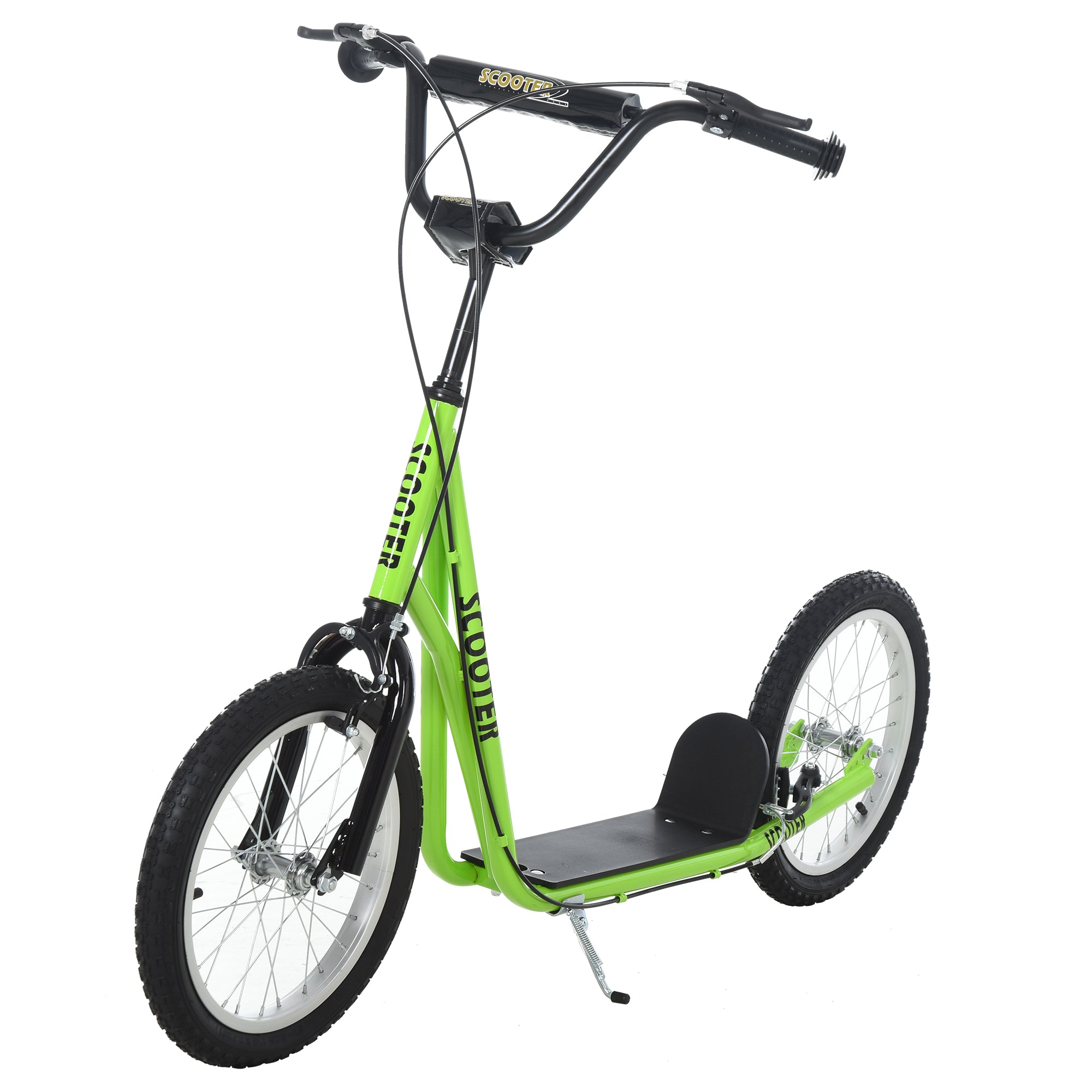 HOMCOM Kick Scooters for Kids with Adjustable Height, Anti-Slip Deck, Dual Brakes, Rubber Tyres, for Boys and Girls Aged 5+ Years Old - Green 