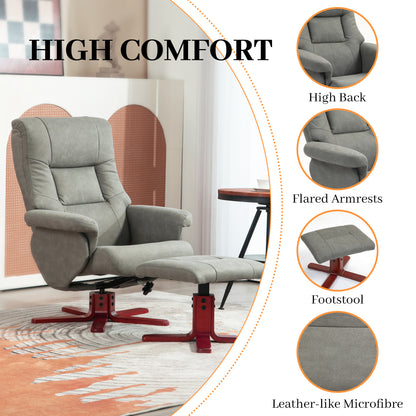 HOMCOM Faux Microfibre Leather Manual Recliner and Footstool Set - Grey 