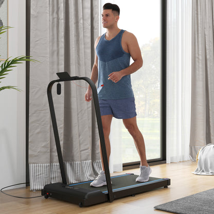 SPORTNOW 2.5HP Walking Pad, 1-6km/h Folding Treadmill with Remote Control and LED Display for Home Gym Office, Blue 