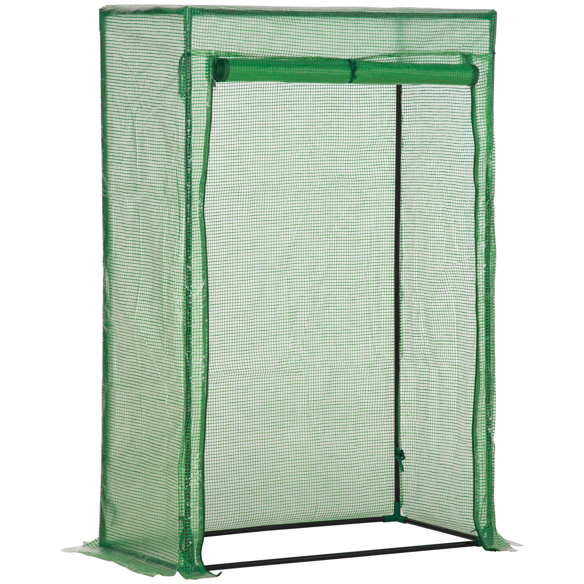 Outsunny Tomato Greenhouse with Roll-up Door, Mini Greenhouse with PE Cover, Outdoor Grow House Small Green House for Yard, Balcony, Garden, 100 x 50 x 150cm, Green 