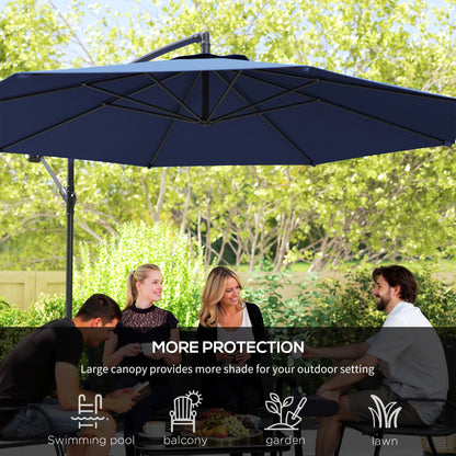 Outsunny 2.45m Overhanging Cantilever Parasol, with Cross Base - Blue 