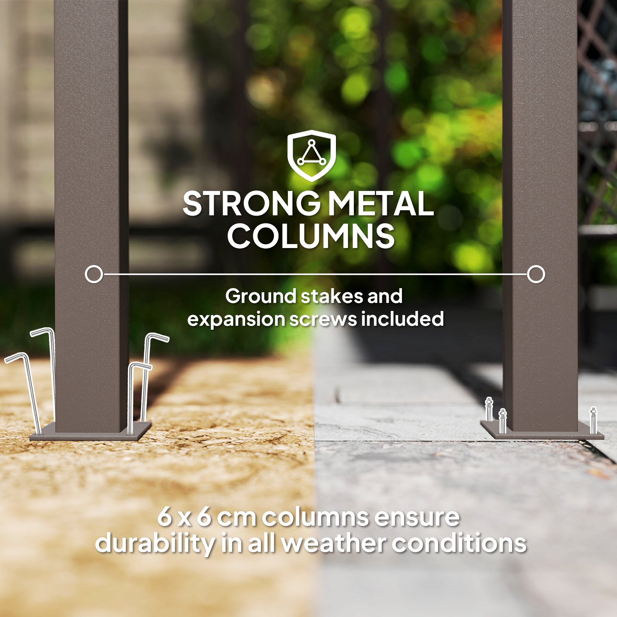 Outsunny 3 x 3(m) Garden Pergola with Waterproof Metal Roof, Lean to Pergola Hardtop Gazebo, Wind-resistant Outdoor Sun Shade, Easy to Assemble 