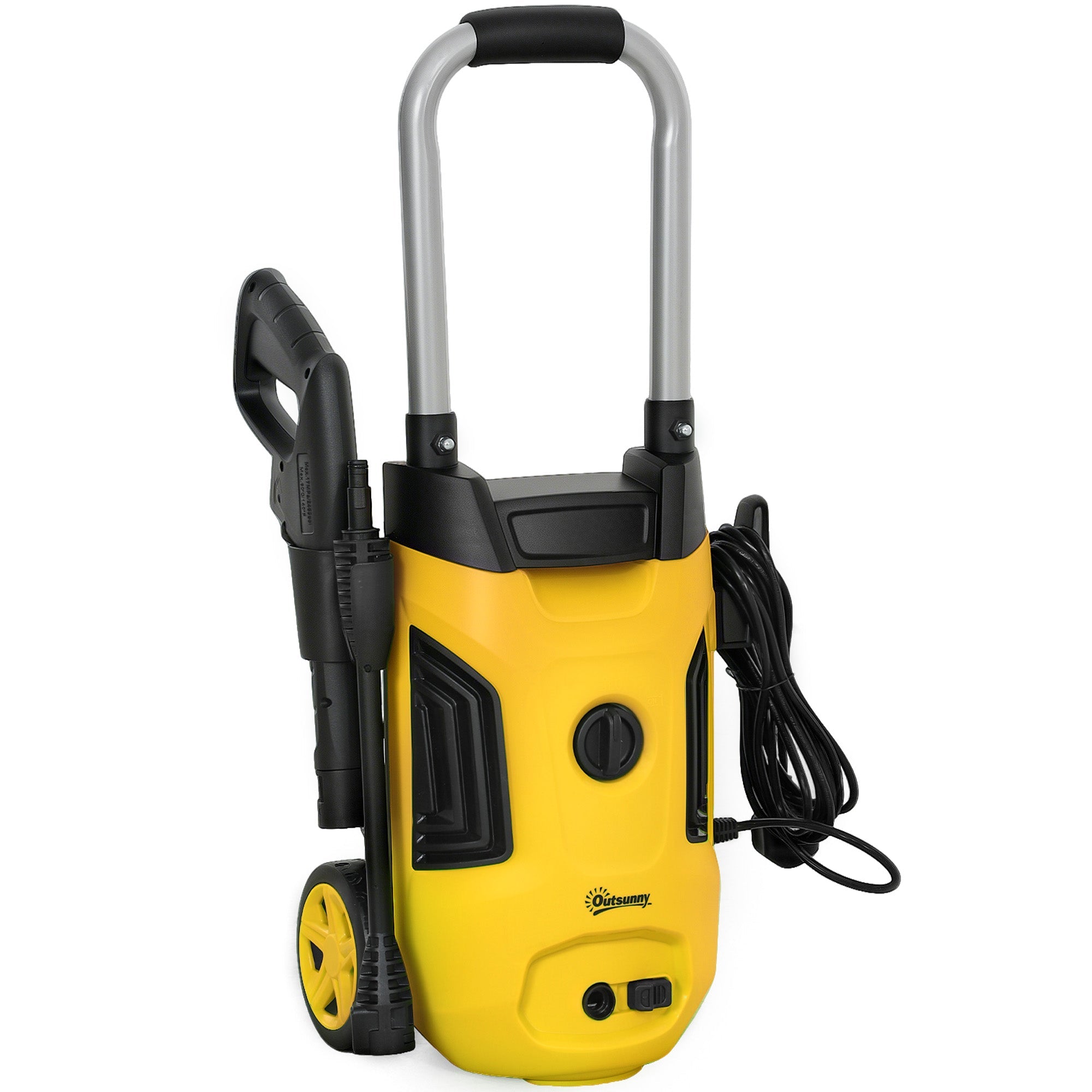Outsunny 1800W High Pressure Washer, 150 Bar Pressure, 420 L/h Flow, Portable Electric Power Washer Jet Wash Cleaner with Adjustable Nozzle, 6M Hose, Steel Handle for Home Patio Car Driveway, Yellow 