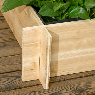 Outsunny 3 Tier Garden Planters with Trellis for Vine Climbing, Wooden Raised Beds, 95x95x110cm, Natural Tone 