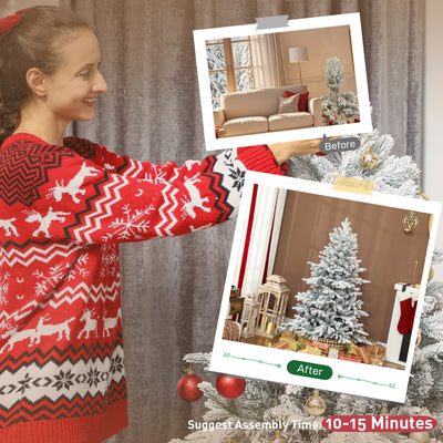 HOMCOM 5ft Snow Flocked Artificial Christmas Tree 