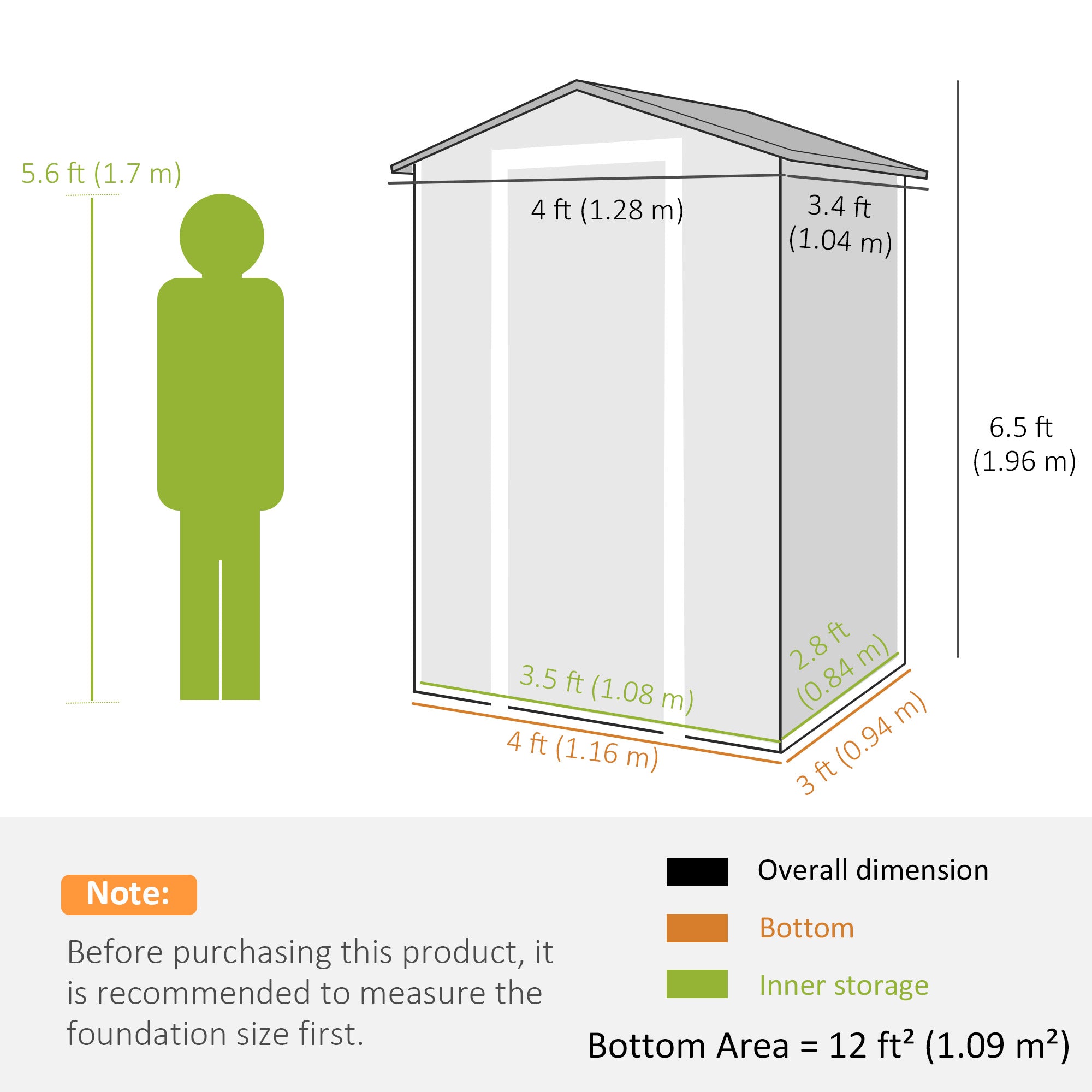 Outsunny 4 x 3 ft Plastic Garden Shed with Floor, Outdoor Storage Shed with Lockable Door, Window and Vent, Dark Grey 