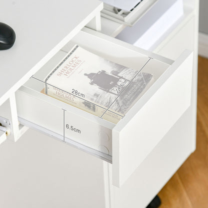 Vinsetto Home Office Chair and Computer Desk Set, Mesh Chair with with 90° Flip-up Armrest, Study Desk with Keyboard Tray and Drawer, White and Grey