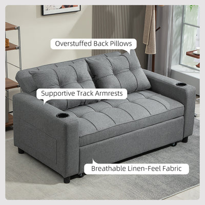 HOMCOM Two-Seater Pull-Out Sofa Bed - Charcoal Grey 