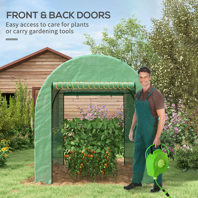 Outsunny 180 x 180cm Walk-In Polytunnel Greenhouse - Green 