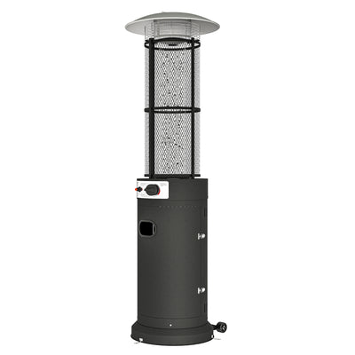 Outsunny 11 KW Freestanding Gas Patio Heater, Adjustable Outdoor Garden Propane Heater with Tip-Over Switch, Wheels, Pulse Ignition, Tank Room with Openable Door, Black 
