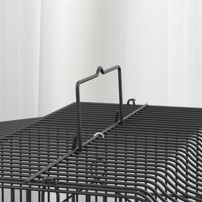 PawHut Large Metal Bird Cage with Perches, Food Bowls, Swing for Budgie, Parakeet, 46.5 x 36 x 59cm, Black 