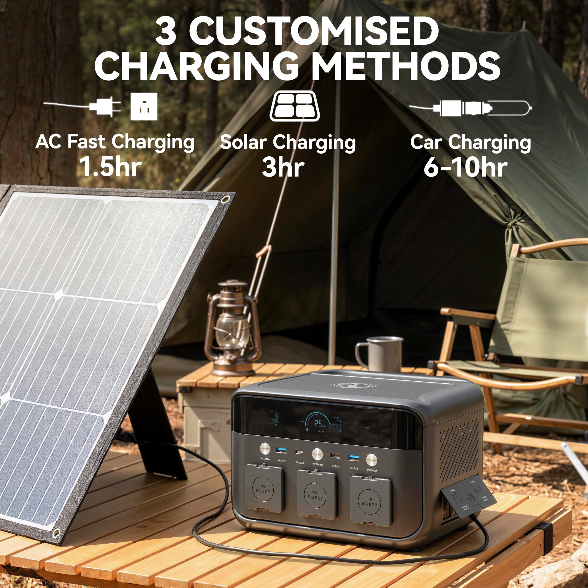 HOMCOM Portable Power Station with LiFePO4 Battery, 1.5H Fast Charge, Camping Power Pack with 600W AC/USB-A & USB-C Output 