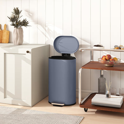 HOMCOM 30 L Modern Curved Kitchen Bin - Grey 