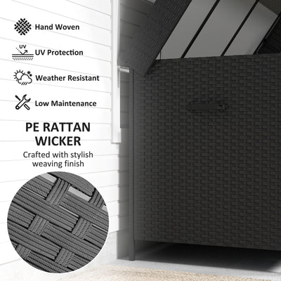 Outsunny 627 L Rattan Storage Box - Black 