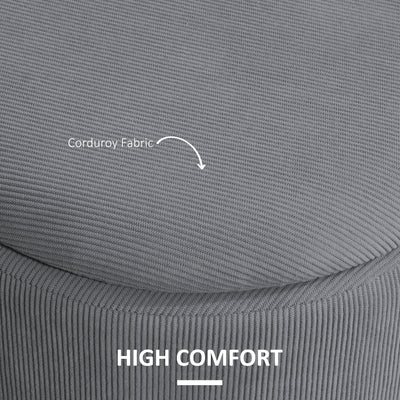 HOMCOM Set of Two Corduroy Storage Ottomans - Grey 
