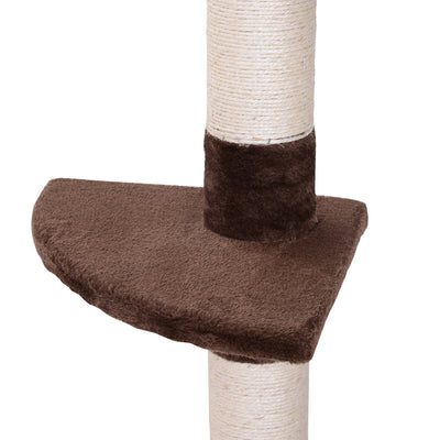PawHut Floor to Ceiling Cat Tree for Indoor Cats 5-Tier Kitty Tower Climbing Activity Center Scratching Post Adjustable Height 230-260 cm Brown 