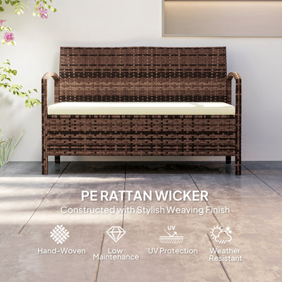 Outsunny 125L Storage Garden Bench, with Cushion - Brown 