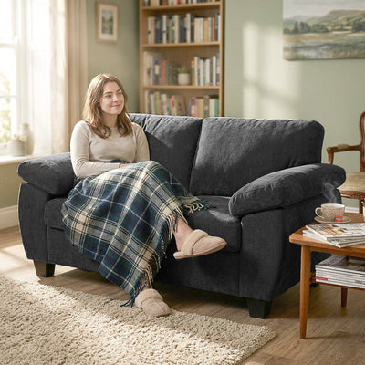HOMCOM 2 Seater Sofa, 156cm Chenille Loveseat Sofa, Dark Grey 